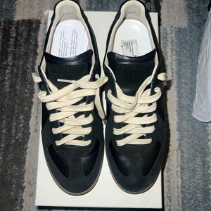 Black and Cream Low-Top Sneakers